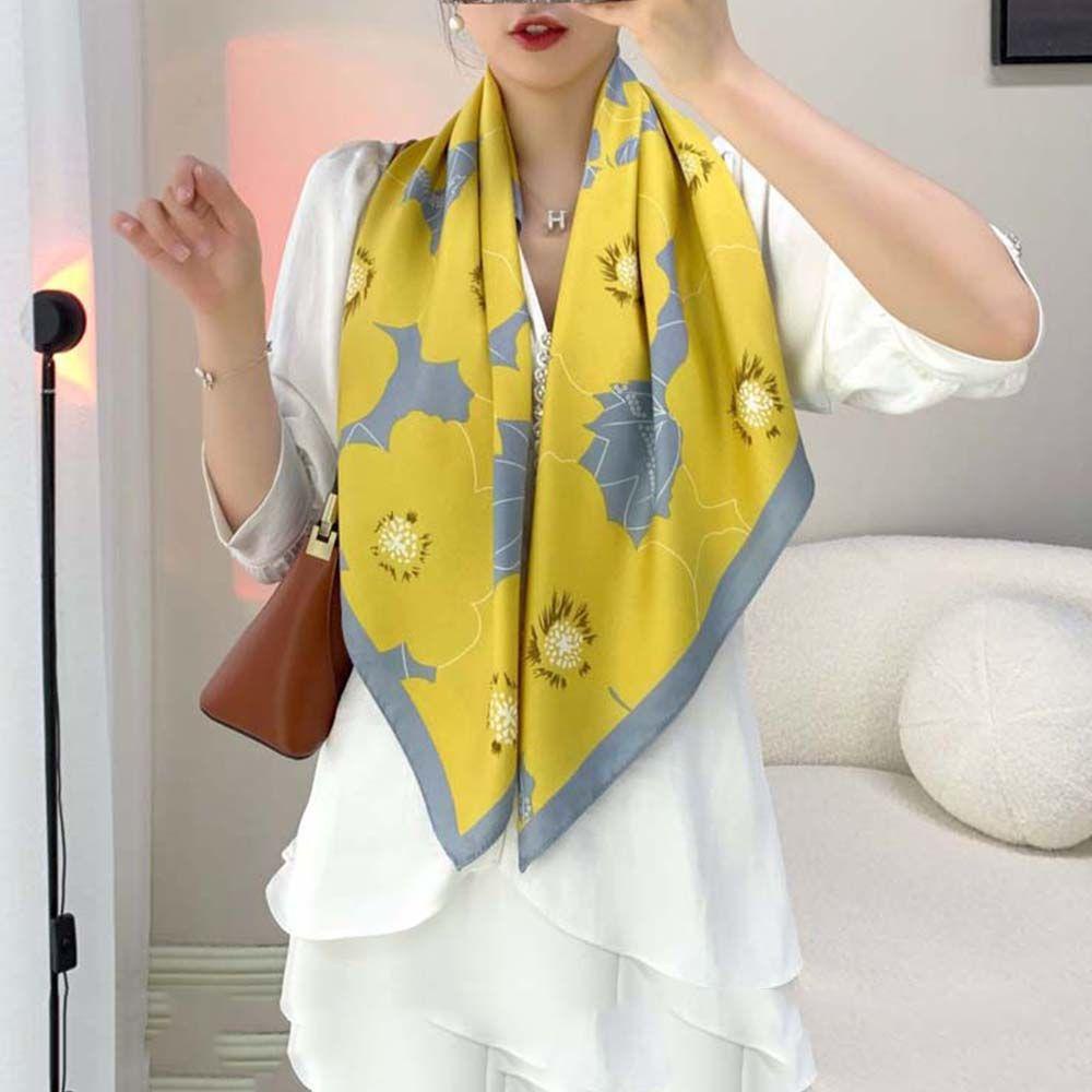 Khăn Choàng Cổ Vải Lụa Kẻ Sọc Thời Trang Xuân Hè Cho Nữ