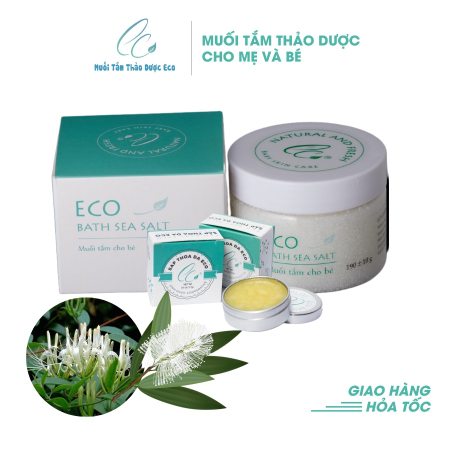 Combo muối tắm bé Eco Sinh Dược 200g và sáp thoa da Eco