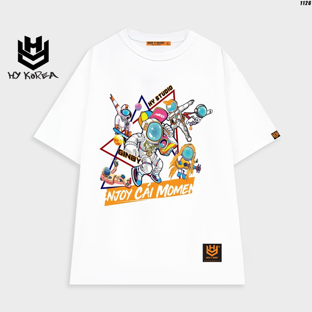 Áo thun tay lỡ nam nữ form rộng Enjoy Cái Moment 1126 HY KOREA