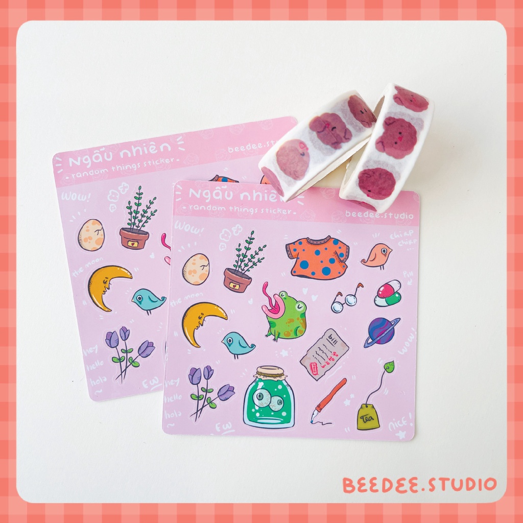Sticker A-J các đồ vật ngẫu nhiên dễ thương | Hàng độc quyền beedee.studio |