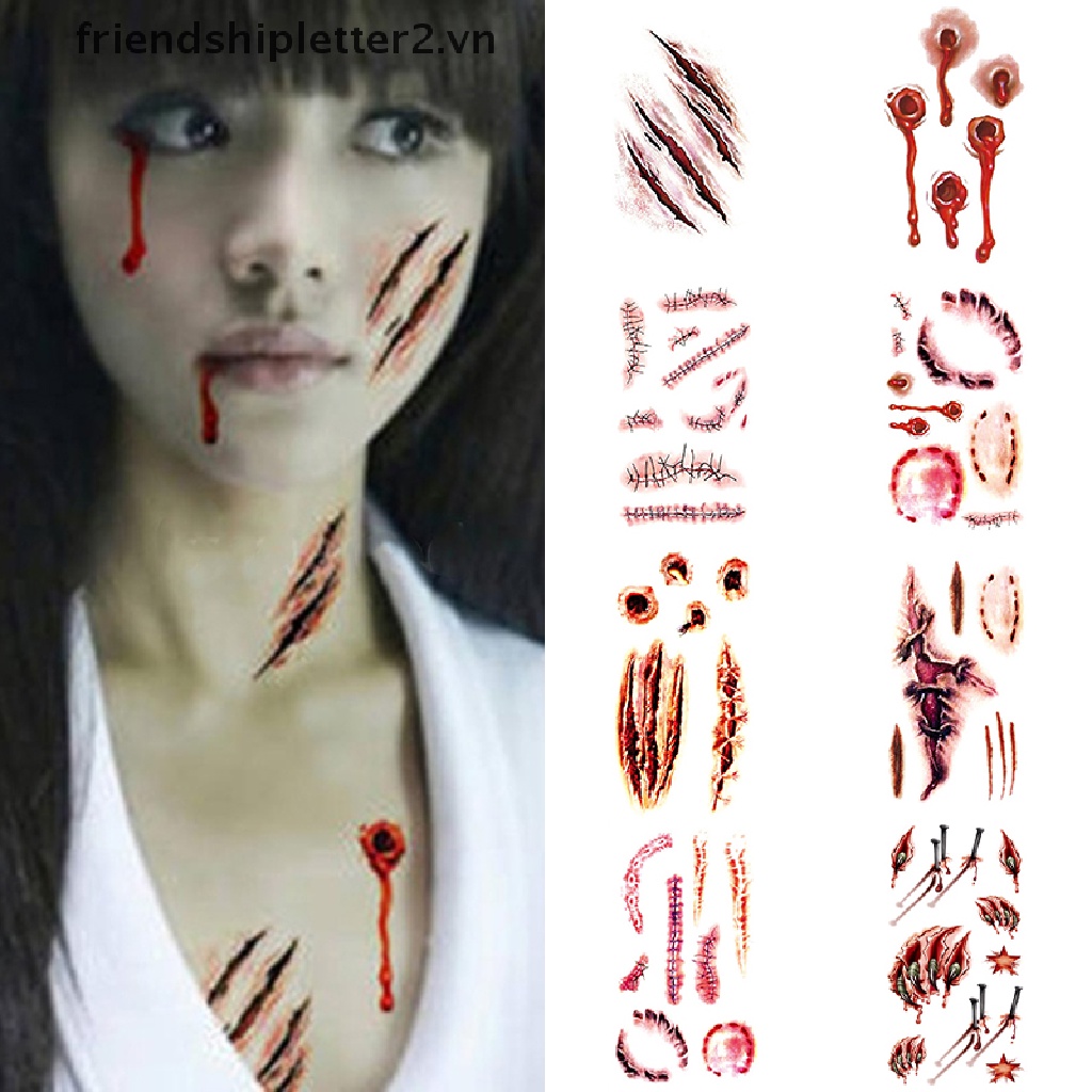 Hình xăm dán vết thương chống nước phong cách Halloween