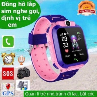 Đồng hồ thông minh trẻ em Q12 định vị cảm ứng chống nước nghe gọi 2 chiều bản Tiếng Việt⚡