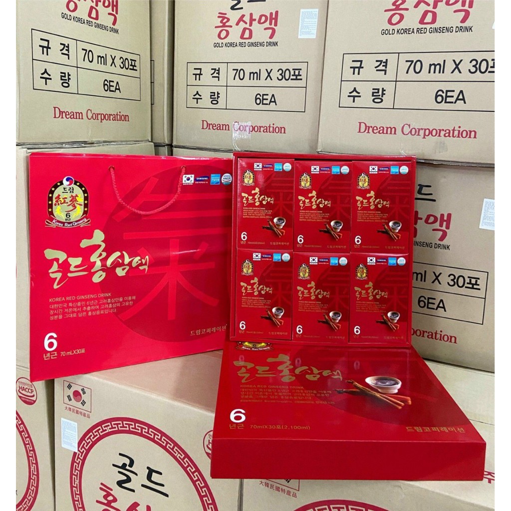Nước hồng sâm Hàn Quốc 6 năm tuổi bổ thần kinh giảm tresst 3 hộp×5 gói×70ml ,PP Ánh Dương Korea