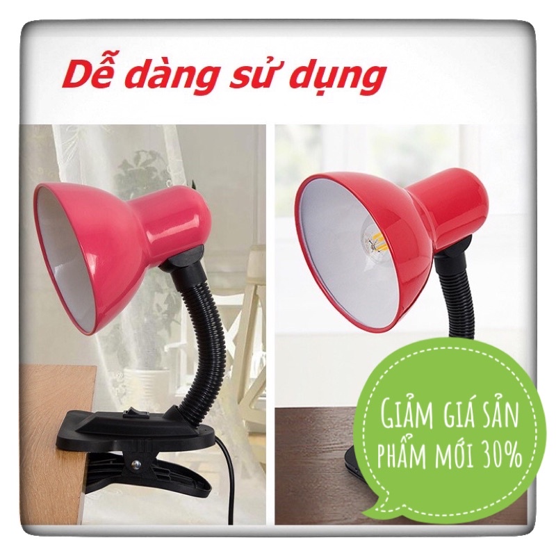 Đèn học kẹp mini bóng đui xoáy công tắc bật