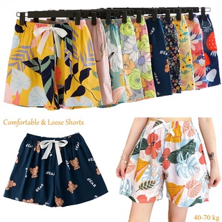 Image of 38 Style Korean Version Printed Loose Casual Wide-Leg Shorts Pajama Pants Women's Comfortable Floral Home Wear Shorts 2022 Summer New