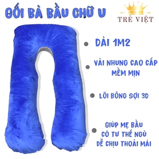 Gối ôm bà bầu, gối bà bầu chữ U vải nhung mềm mại, cao cấp, hàng xuất khẩu, hỗ trợ giảm đau lưng