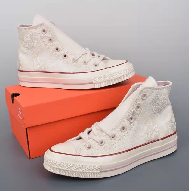 OFF WHITE Converse Giày Thể Thao Cao Cổ Thêu Hoa Phong Cách Trung Quốc Cho Nam Và Nữ Mã 1434