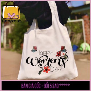 Túi tote vải canvas quai tròn có khóa kéo - QUÀ TẶNG 8/3 - nhà giáo việt nam - ngày của mẹ - sinh nhật (hàng có sẵn)