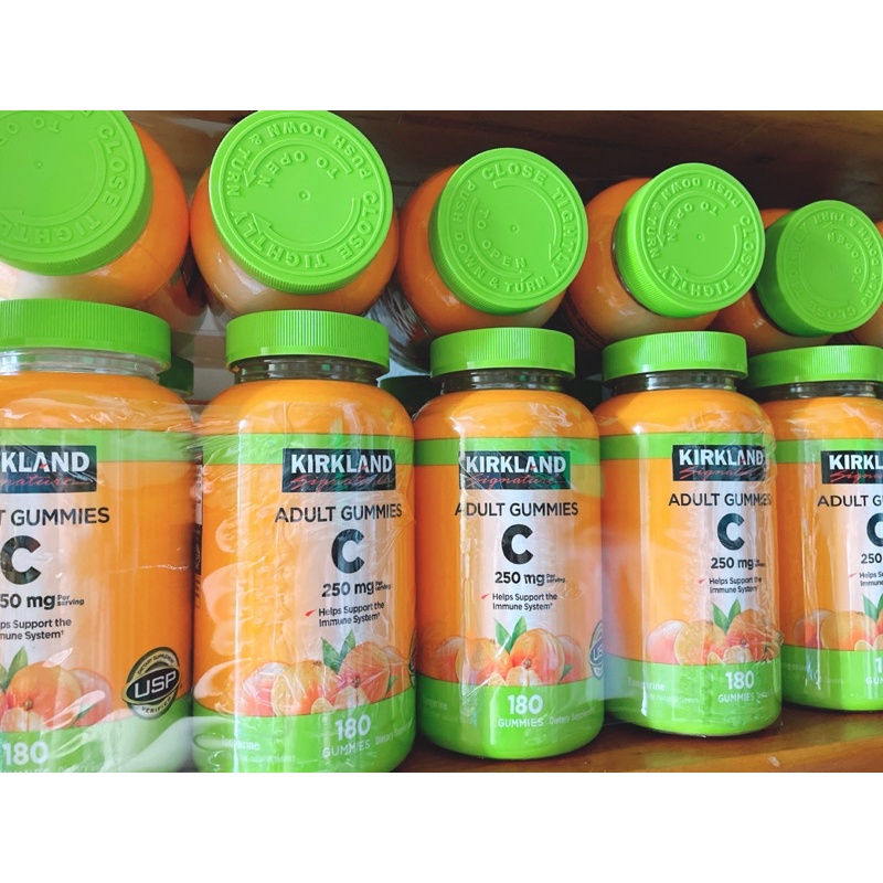 Kẹo dẻo bổ sung Tăng sức đề kháng, chống oxy hóa Vitamin C Kirkland Adult Gummies C 250mg hộp 180 viên của Mỹ
