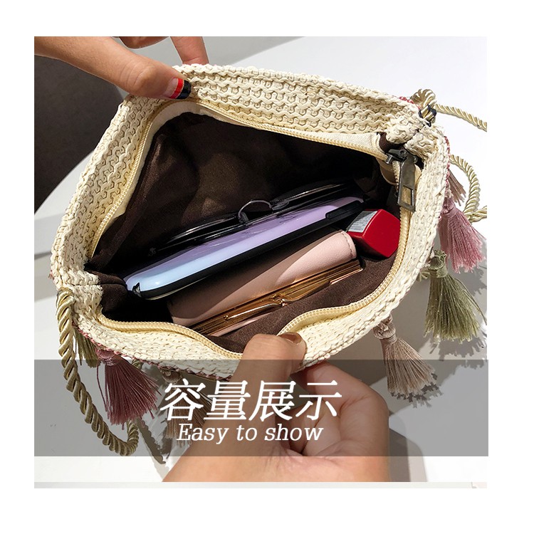 Túi cói tua rua du lịch biển, đi chơi, decor - P024