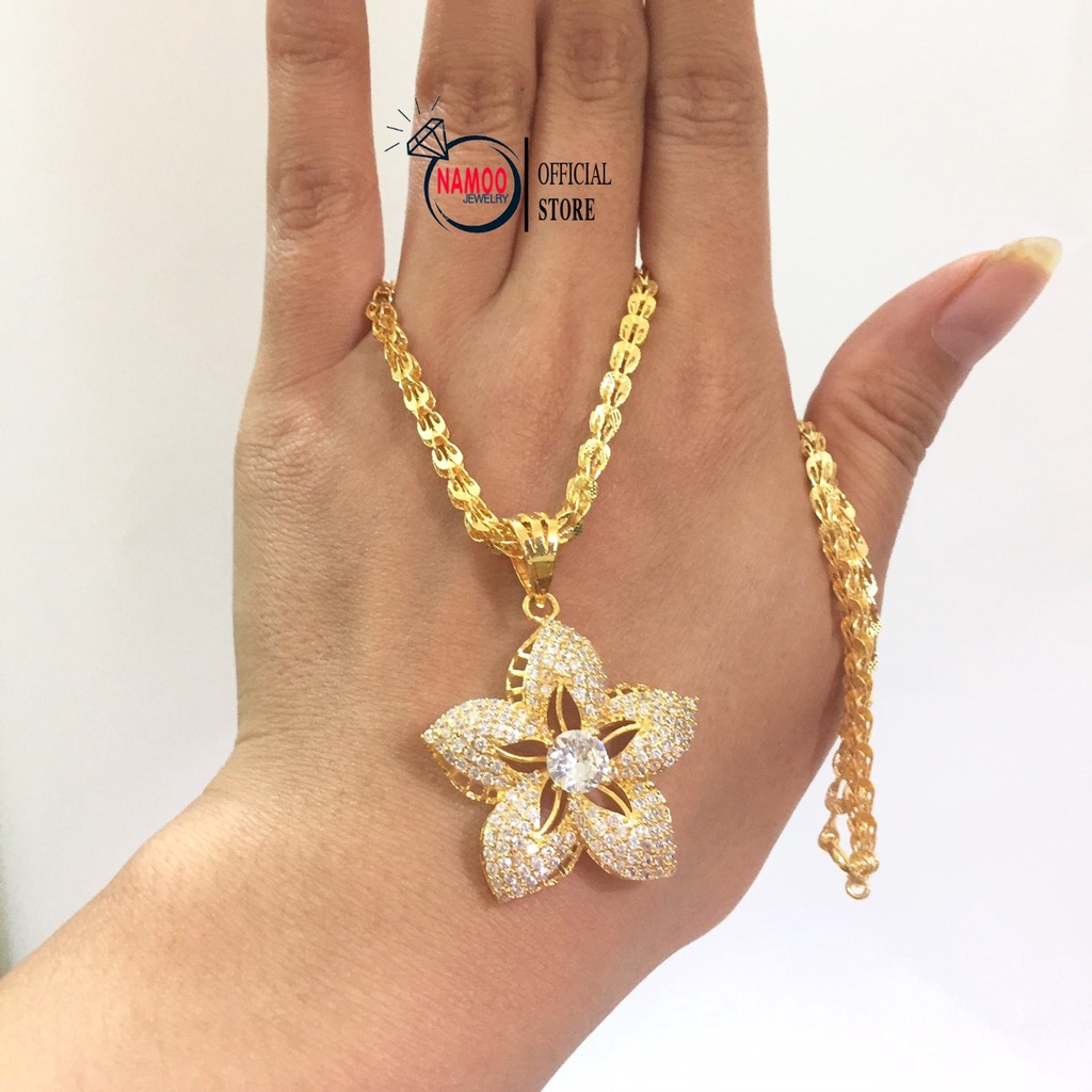 Dây Chuyền Hoa Đính Đá Bản Lớn V801 kết hợp với Dây Phụng Dài Dây 50cm Namoo Jewelry