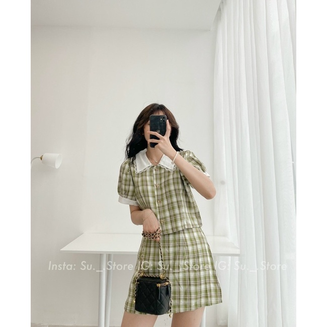 Set áo kèm chân váy kẻ S25