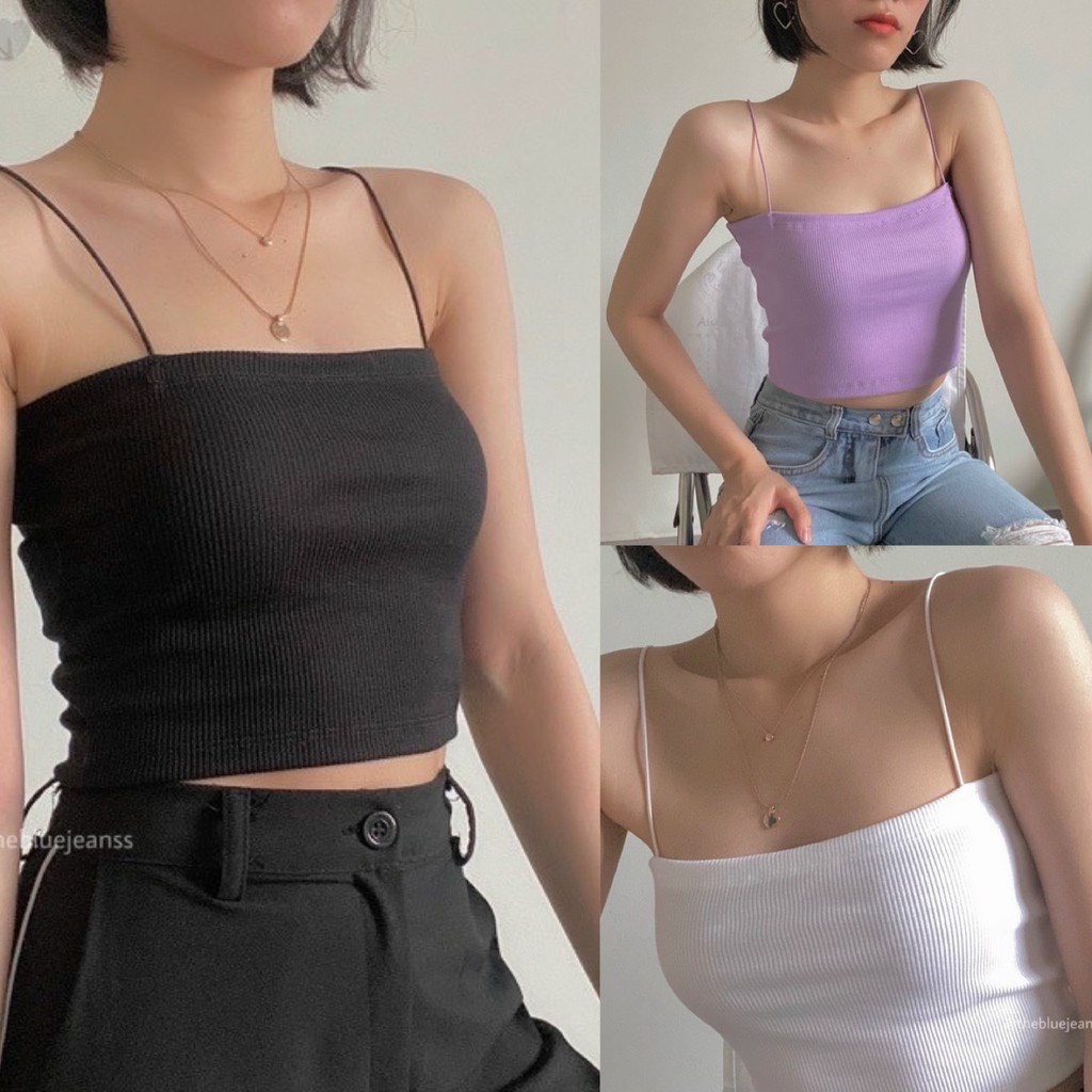 ÁO CROPTOP KIỂU THUN GÂN PHỐI KIỂU