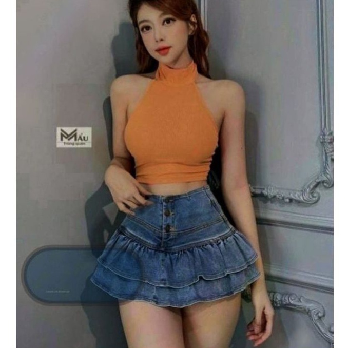 Chân váy jeans tầng xòe siêu hot cao cấp