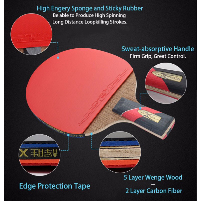 Vợt Bóng Bàn Huieson 6 Sao Bằng Cao Su Carbon