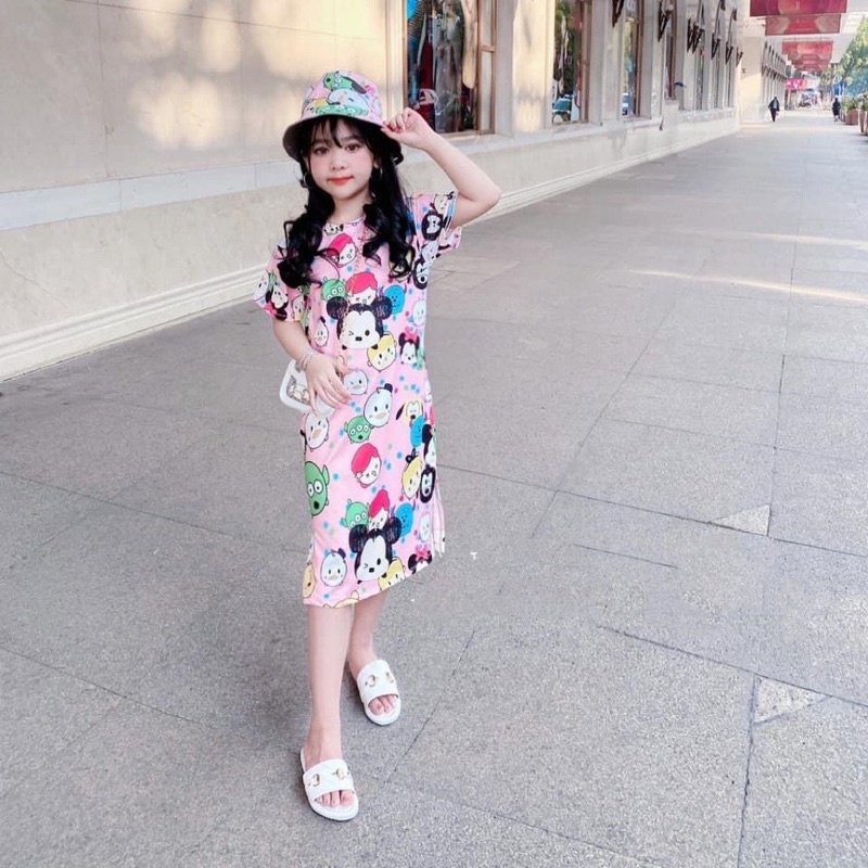 Váy bé gái từ 10kg đên 32kg hoạt hình 3D tặng kèm mũ đội đầu TTR9 TTN10