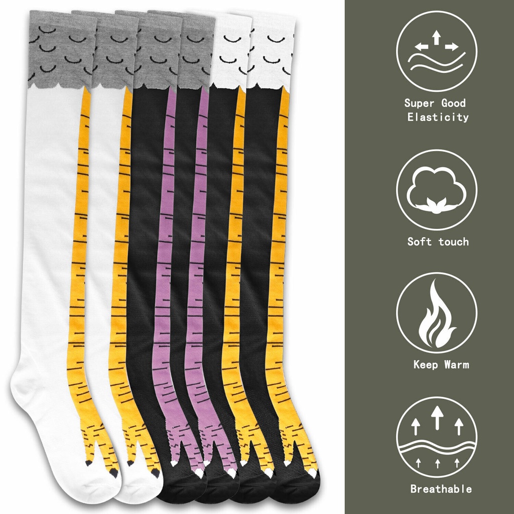 Tất Cotton Cổ Cao In Hình 3d Ngộ Nghĩnh