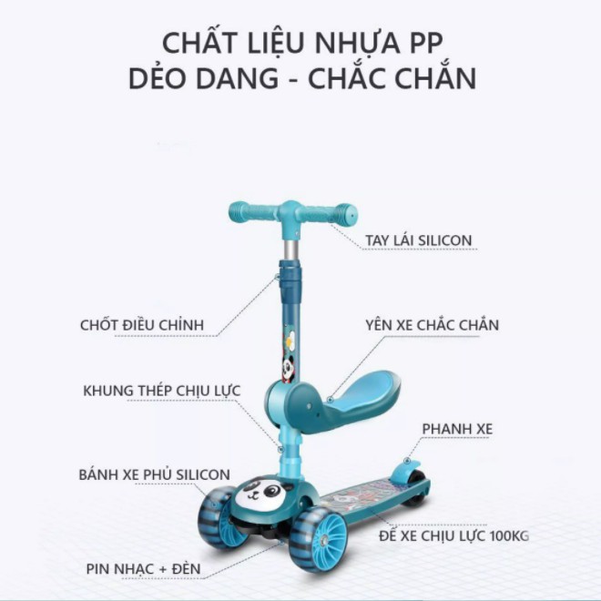 [FREESHIP] XE TRƯỢT SCOOTER 3IN1 CÓ NHẠC, ĐÈN