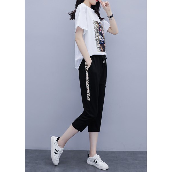 Sét đồ bộ nữ,sét bộ cotton Unisex - Áo thun tay lỡ và quần Cotton