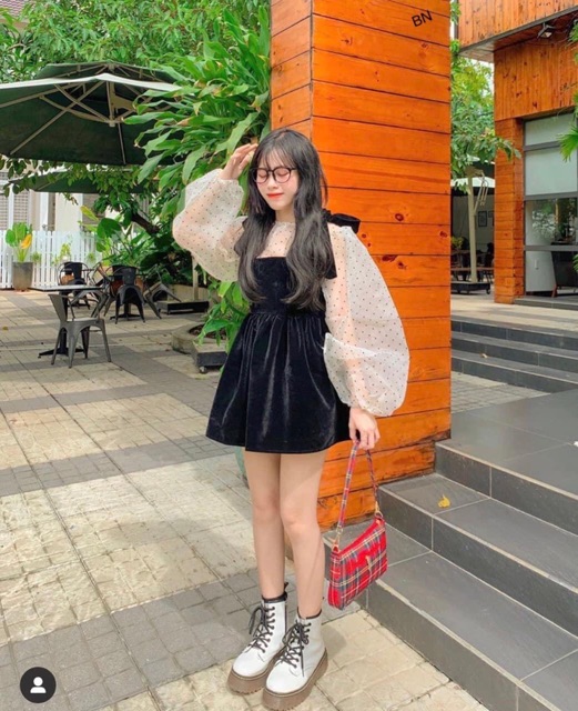 Đầm baby doll ❤️FREESHIP❤️ Đầm xoè tay bi tiểu thư