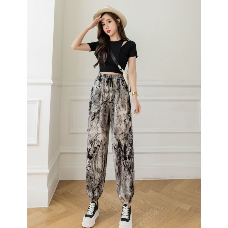 Quần Baggy Ống Rộng Nhuộm Màu Phong Cách Hàn Quốc Thời Trang Mùa Hè Cho Nữ