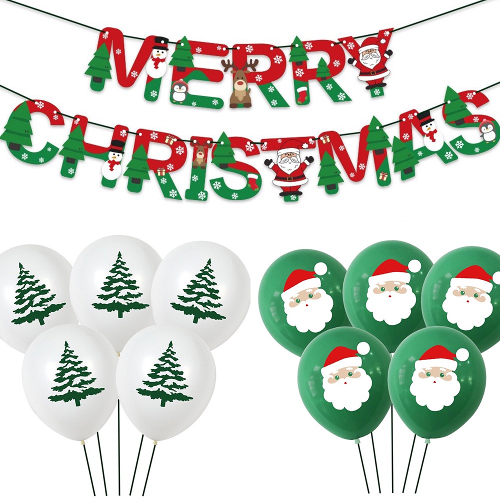 Bộ bong bóng trang trí giáng sinh in hình ông già noel