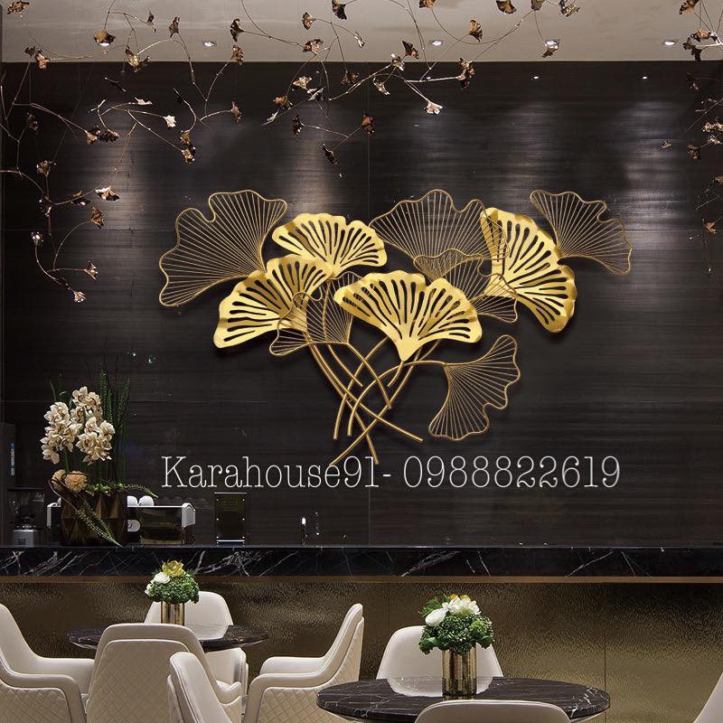 Tranh sắt treo tường, decor trang trí cao cấp. Bảo hành 3 năm. Lá xoè gingko