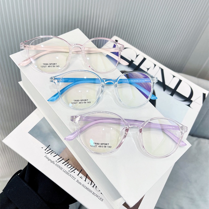 Mắt Kính Gọng Tròn TR90 Chống Ánh Sáng Xanh Trong Suốt Thời Trang Hàn Quốc