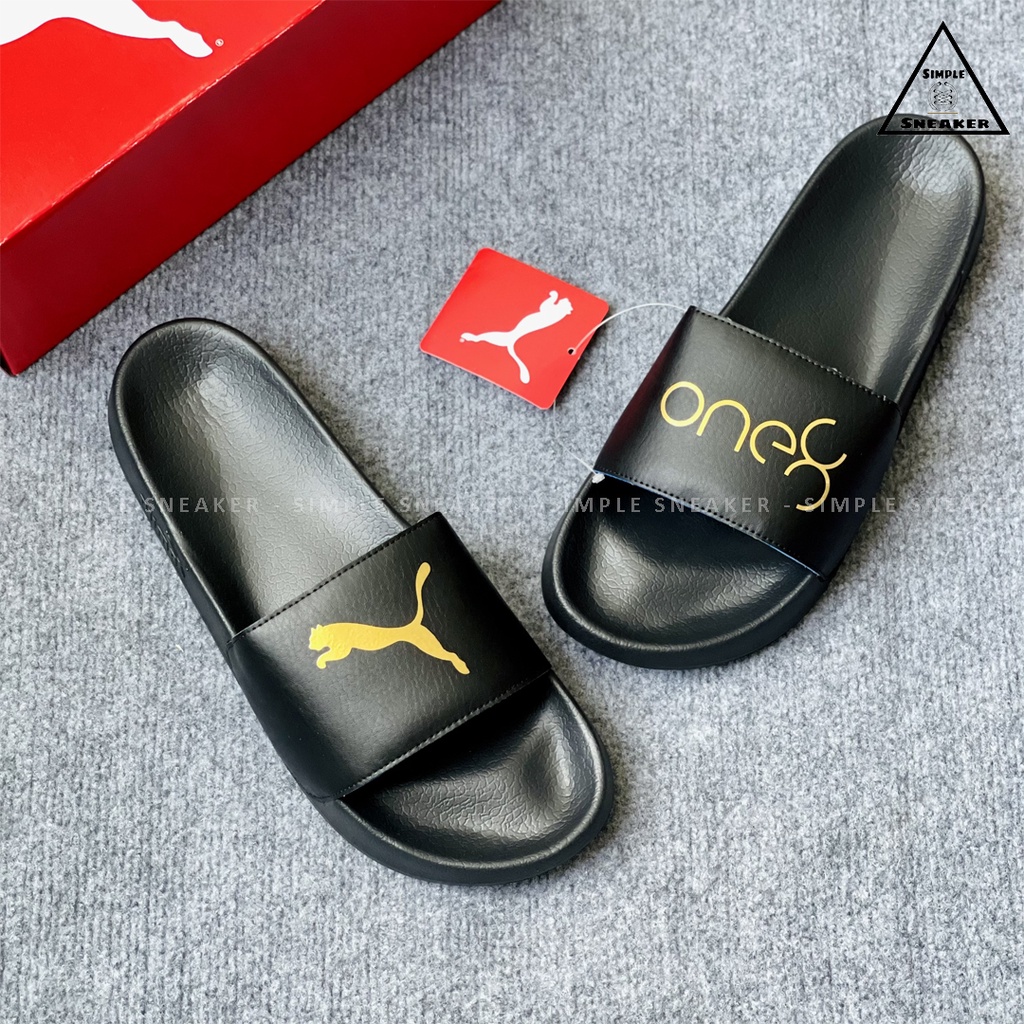 Dép Puma Leadcat One Black Gold 🔴HÀNG CHÍNH HÃNG🔴 Dép Quai Ngang Nam Nữ Thể Thao Êm Ái - Simple Sneaker