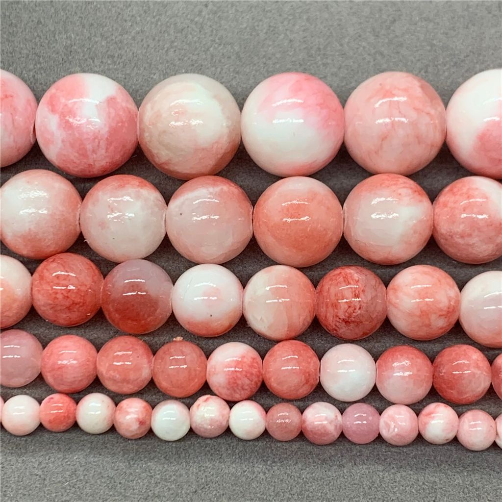 Chuỗi Hạt Đá Ngọc Bích 4-16mm Màu Trắng / Hồng