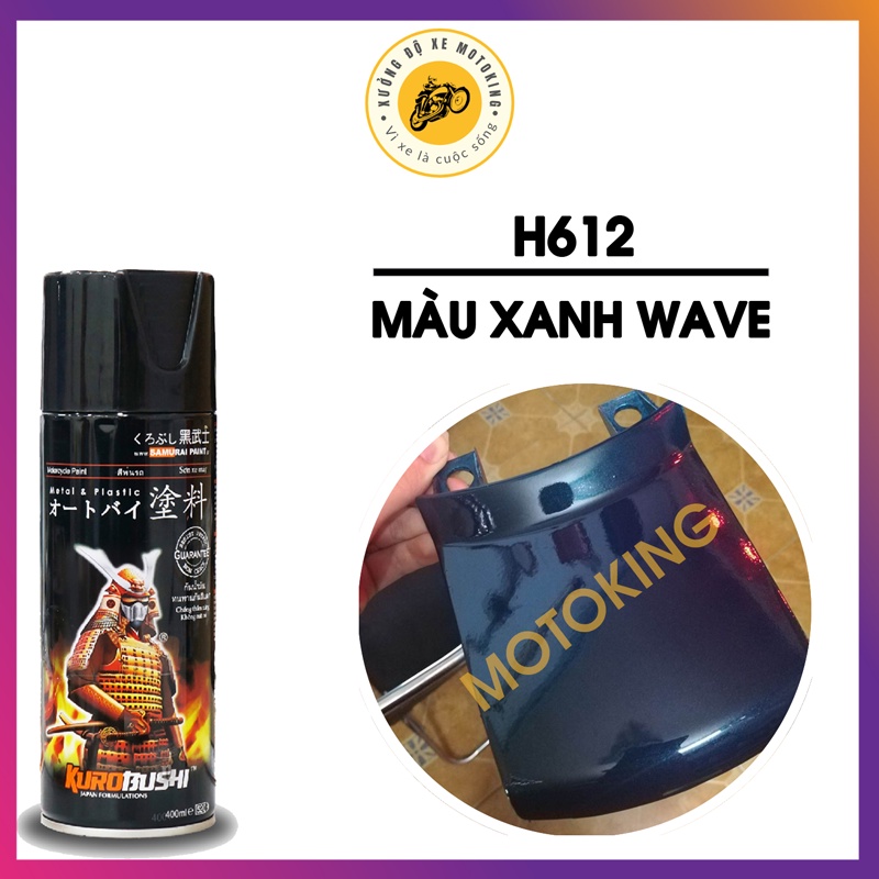 Sơn Samurai màu xanh wave H612 - chai sơn xịt chuyên dụng dành cho xe máy