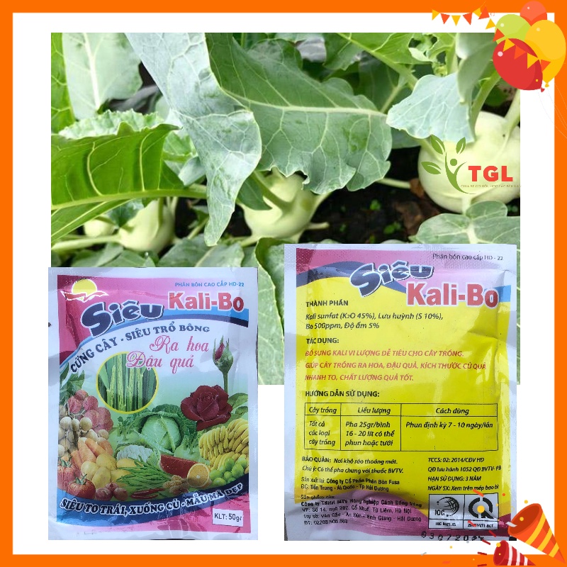 Phân Bón Lá, Siêu Kali-Bo - Ra Hoa - Đậu Quả, Gói 50gr, dành cho rau củ quả