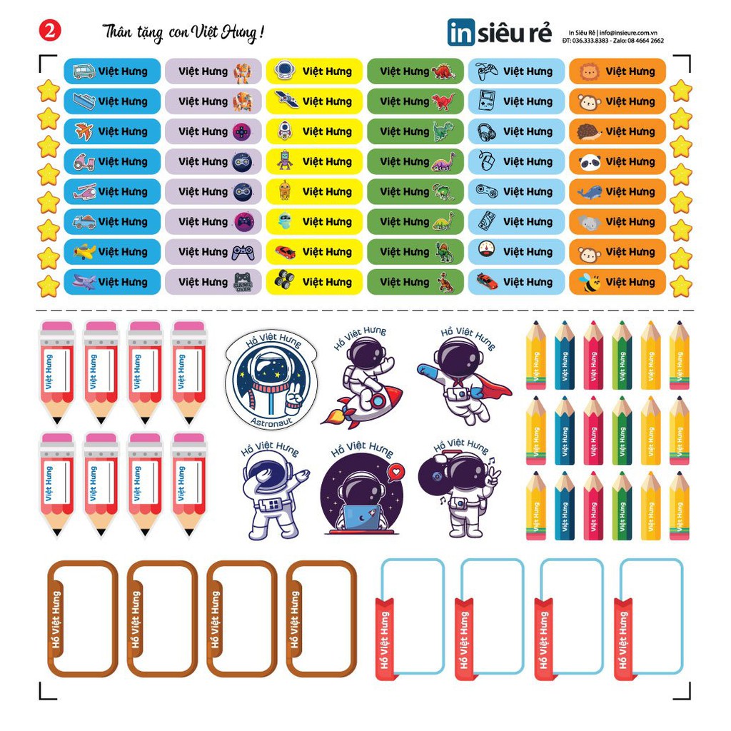 100 STICKER Cute IN TÊN BÉ dán đồ dùng học tập  SIÊU DỄ THƯƠNG