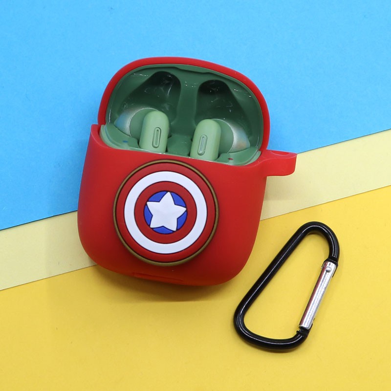 Vỏ bọc bảo vệ hộp sạc tai nghe không dây bluetooth TWS JBL TUNE 220 bằng silicone hoạt hình đáng yêu có móc khóa