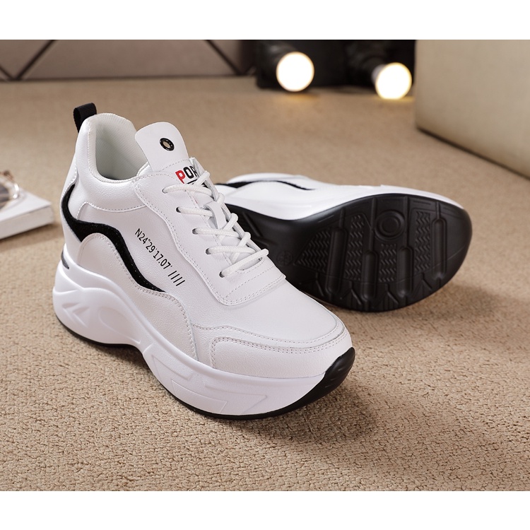 Giày thể thao nữ độn đế, sneaker loại cao cấp, 9cm tôn chiều cao, bằng da PU, SIÊU ÊM - SIÊU ĐẸP - SIEU BỀN, 2 màu