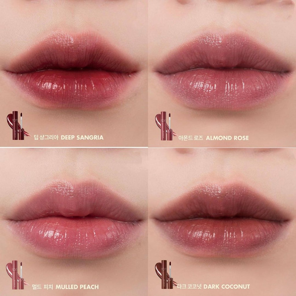 Son kem bóng ROMAND lâu trôi mềm môi Juicy Lasting Tint  23 Nucadamia 20 Dark Coconut ROMA07