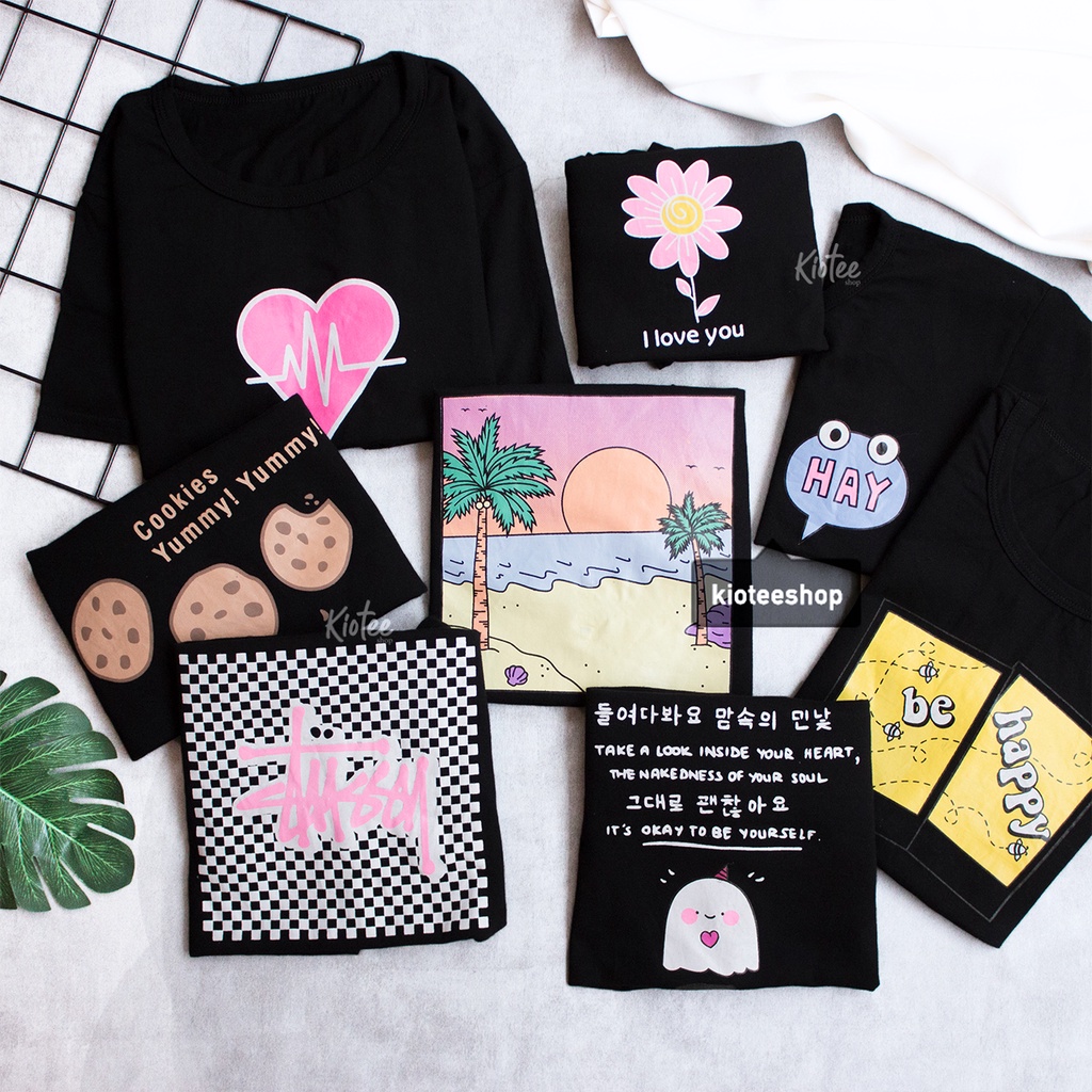 (S2) Áo Thun Nữ Màu Đen Phiên Bản Tumblr Tất Cả Các Kích Thước Của Kioteeshop
