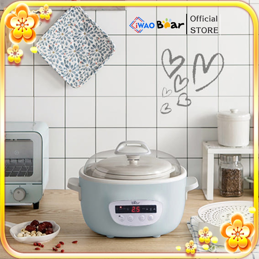 Nồi Nấu Chậm, Nồi Ủ Cháo Bear SUBE003 2.5L - Hàng Chính Hãng Bảo Hành 12 Tháng