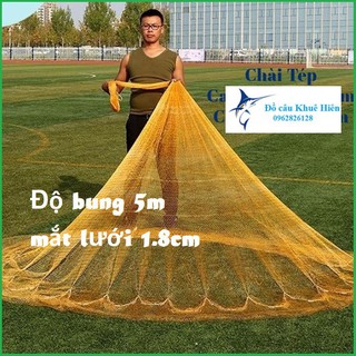 chài dù bắt tép bung ra 5m mắt lưới 1.8 cm chì đúc chài dù bắt tép
