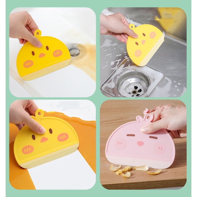Dụng Cụ Cạo Lau Kính Hai Mặt Họa Tiết Hoạt Hình Dễ Thương