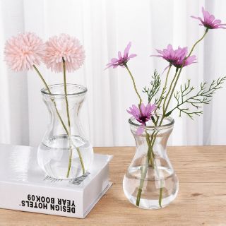 Bình bông lọ hoa thủy tinh miệng loe tròn lùn trang trí decor, cắm hoa, trồng cây