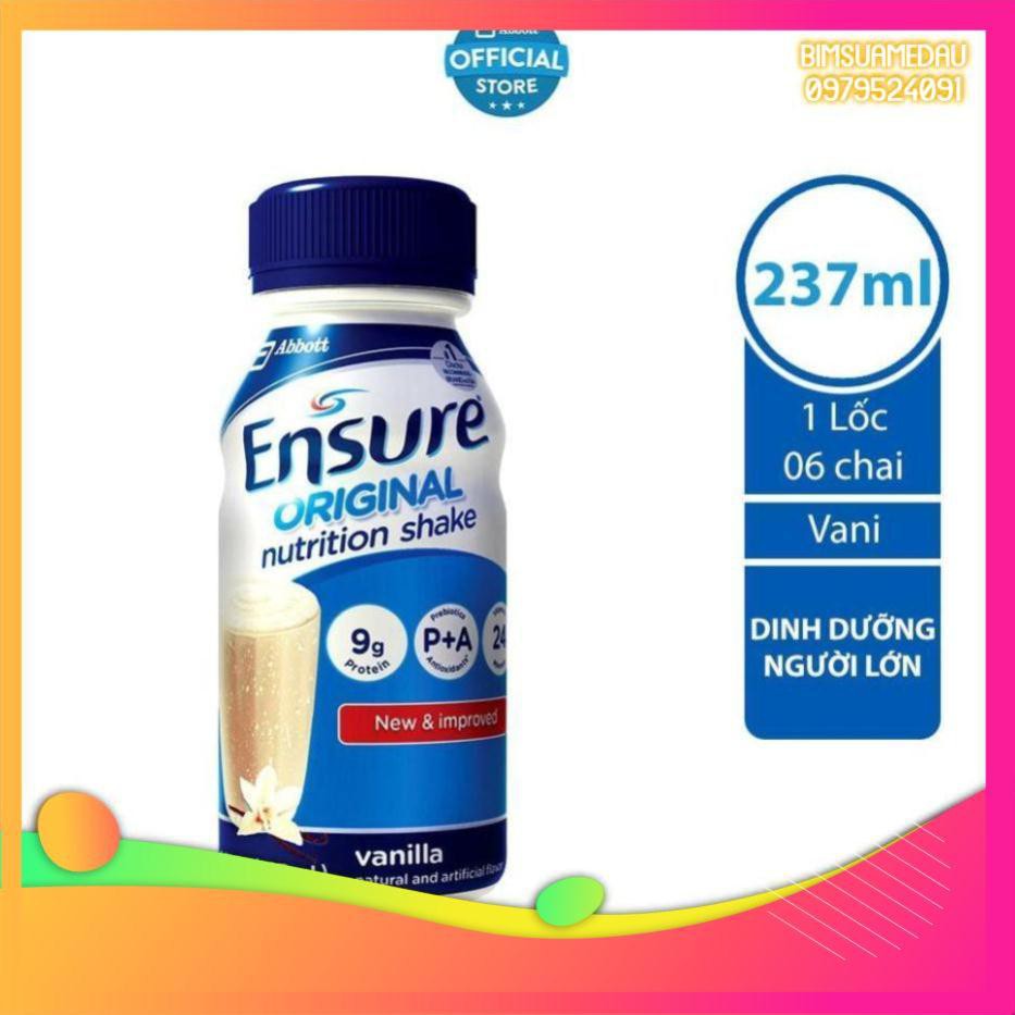 [Bimsuaamedau]- Lốc 6 chai Sữa nước Ensure Abbott 237ml