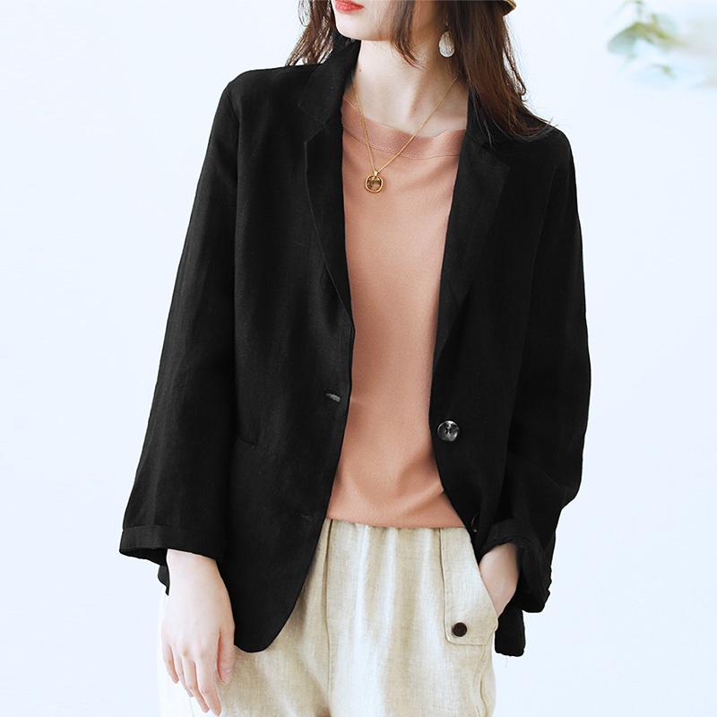 Áo khoác blazer ZANZEA tay dài cổ bẻ màu trơn vải cotton dáng rộng phong cách đường phố cá tính cho nữ