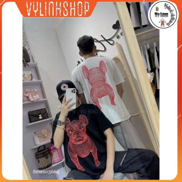 Áo thun nam VYLINHSHOP Áo phông chó BULL DOG cotton hút mồ hôi unisex 2 màu đen trắng size L-XXL