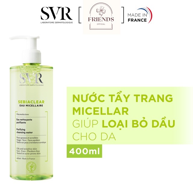 Nước tẩy trang SVR làm giảm mụn dành cho da dầu nhờn sebiaclear eau micellaire 400ml