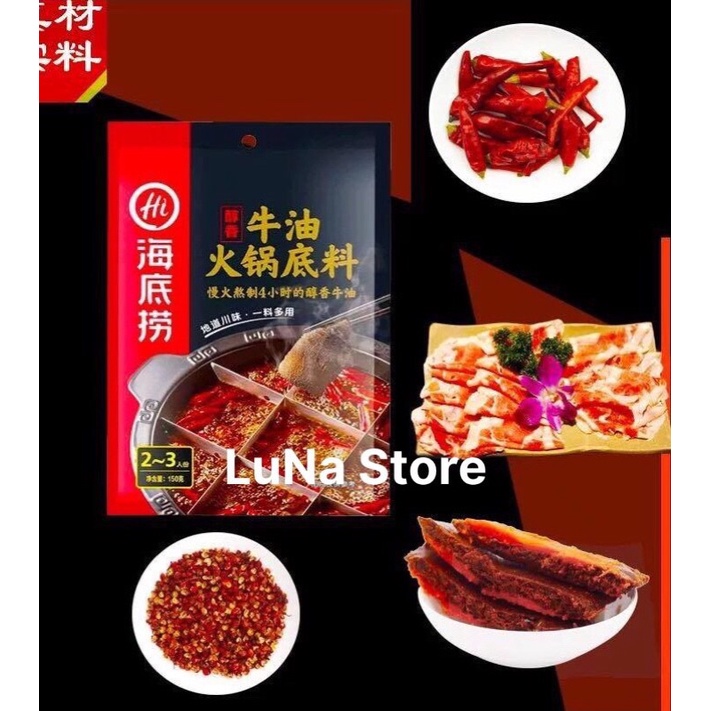 Cốt lẩu Tứ Xuyên cay tê 150g - Lẩu Mala, Gia vị Haidilao nhiều vị date mới - LuNa Store