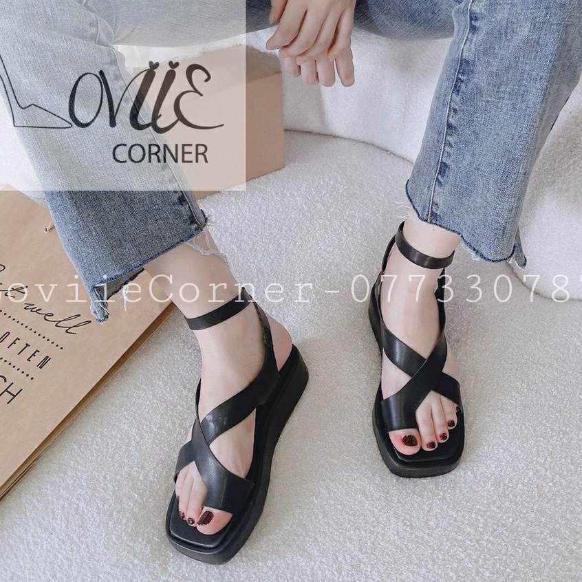 SANDAL NỮ HIỆN ĐẠI LOVIIECORNER - GIÀY THỜI TRANG PHONG CÁCH NỮ TÍNH QUAI NGANG KẸP CHÉO ĐẾ BẰNG S220720