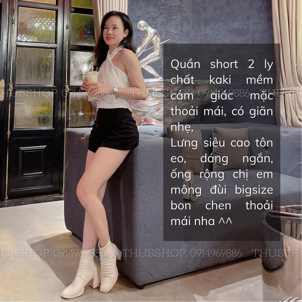 Quần Sooc Đùi BIG SIZE Lưng Cao Dáng Ngắn Sooc Nữ Vải Kaki Mềm Cao Cấp THUS96