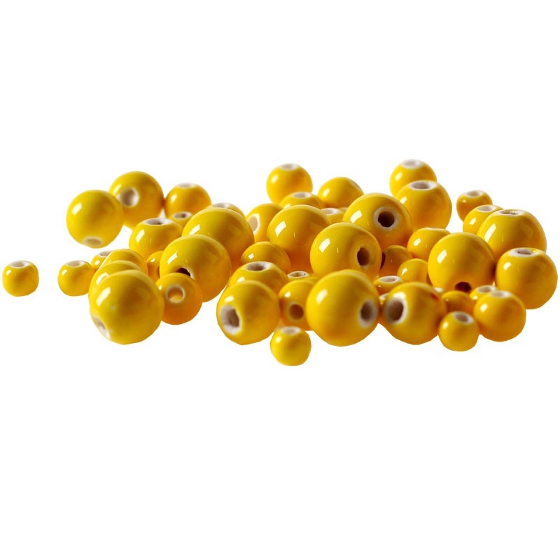 Set 50 Hạt Gốm Màu Vàng Dùng Làm Trang Sức