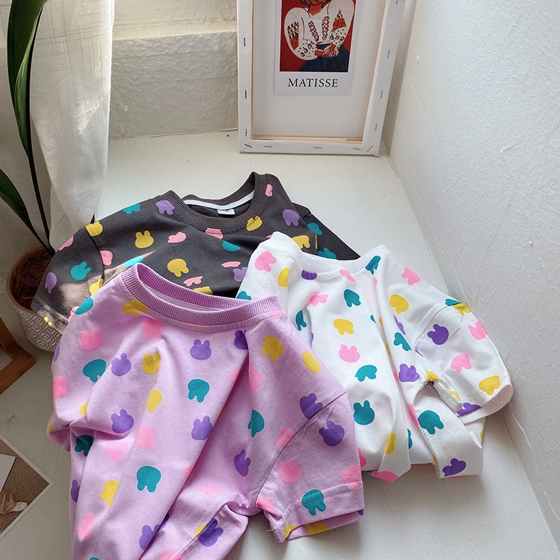 Áo Thun Cotton Tay Ngắn In Họa Tiết Hoạt Hình Phong Cách Hàn Quốc Thời Trang Mùa Hè 2022 Cho Bé Gái